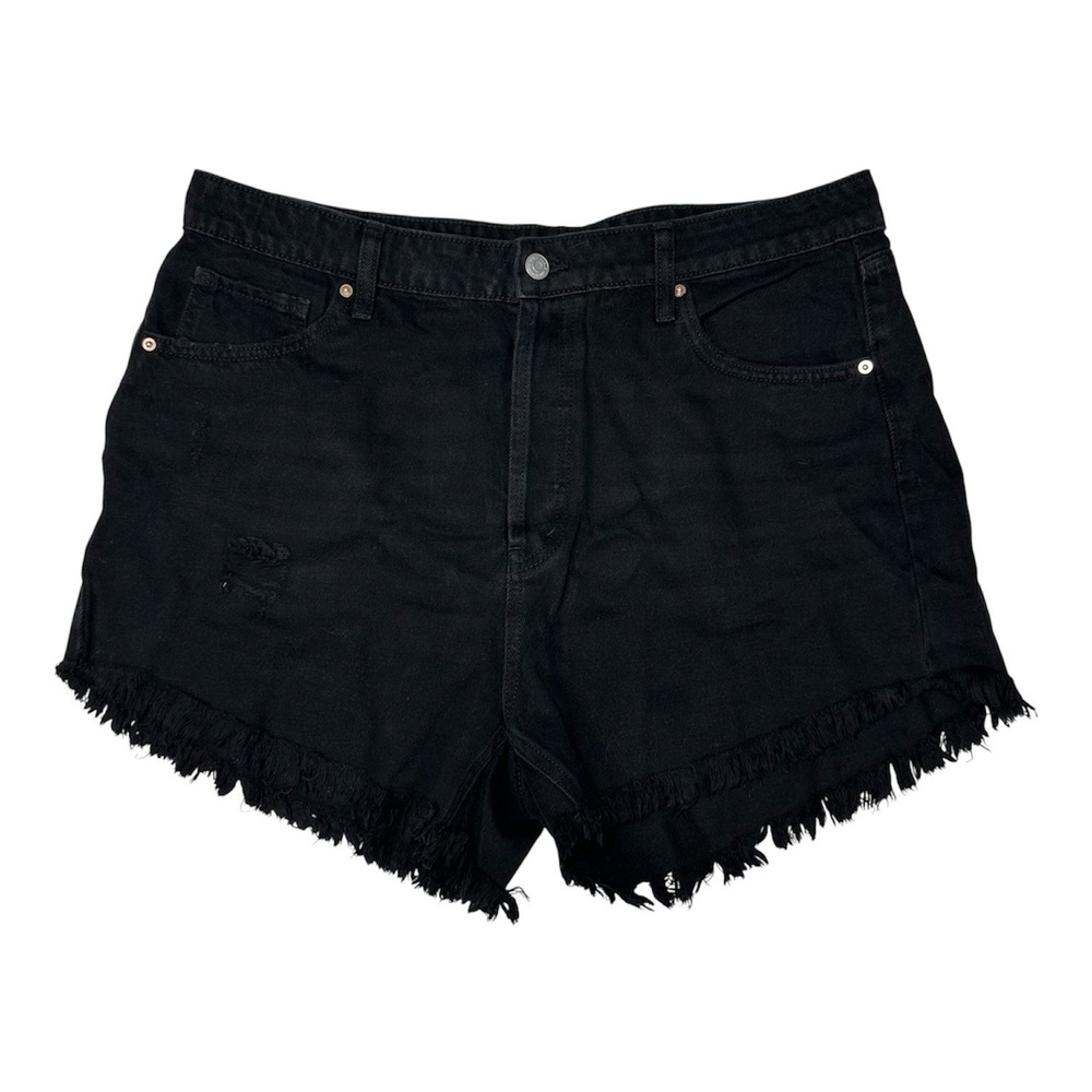 Wild Fable Highest Rise Denim Shorts Black Distressed Cutoff Frayed Fringe Sz 16